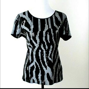 Michael Kors Sequin Zebra Print T Shirt Large